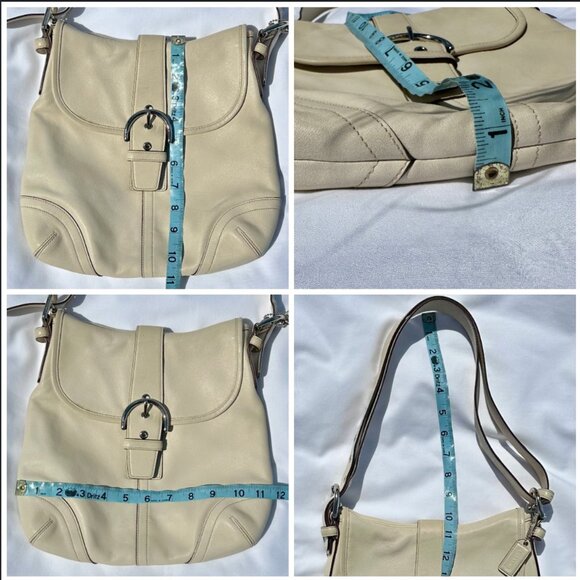 COACH Vintage Soho Soft Duffle Leather Crossbody Shoulder Bag Cream Silver 9480 - Picture 14 of 16